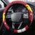 Papua New Guinea Merry Christmas Steering Wheel Cover Santa Suit Style With Melanesian Pattern