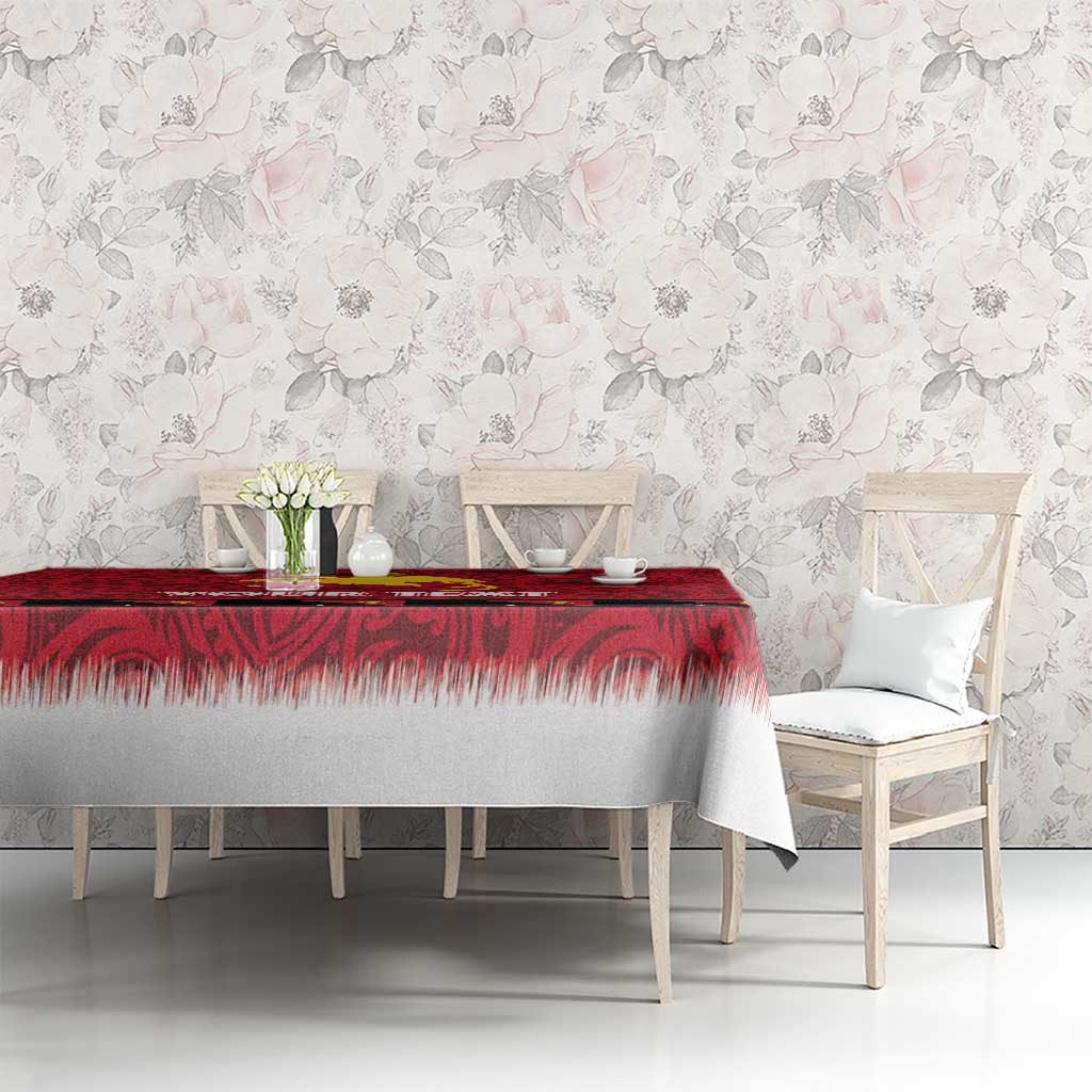 Papua New Guinea Merry Christmas Tablecloth Santa Suit Style With Melanesian Pattern