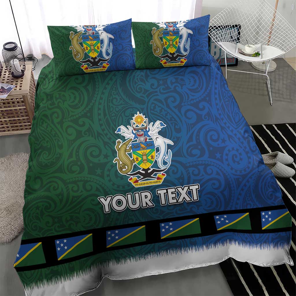 Solomon Islands Merry Christmas Bedding Set Santa Suit Style With Melanesian Pattern