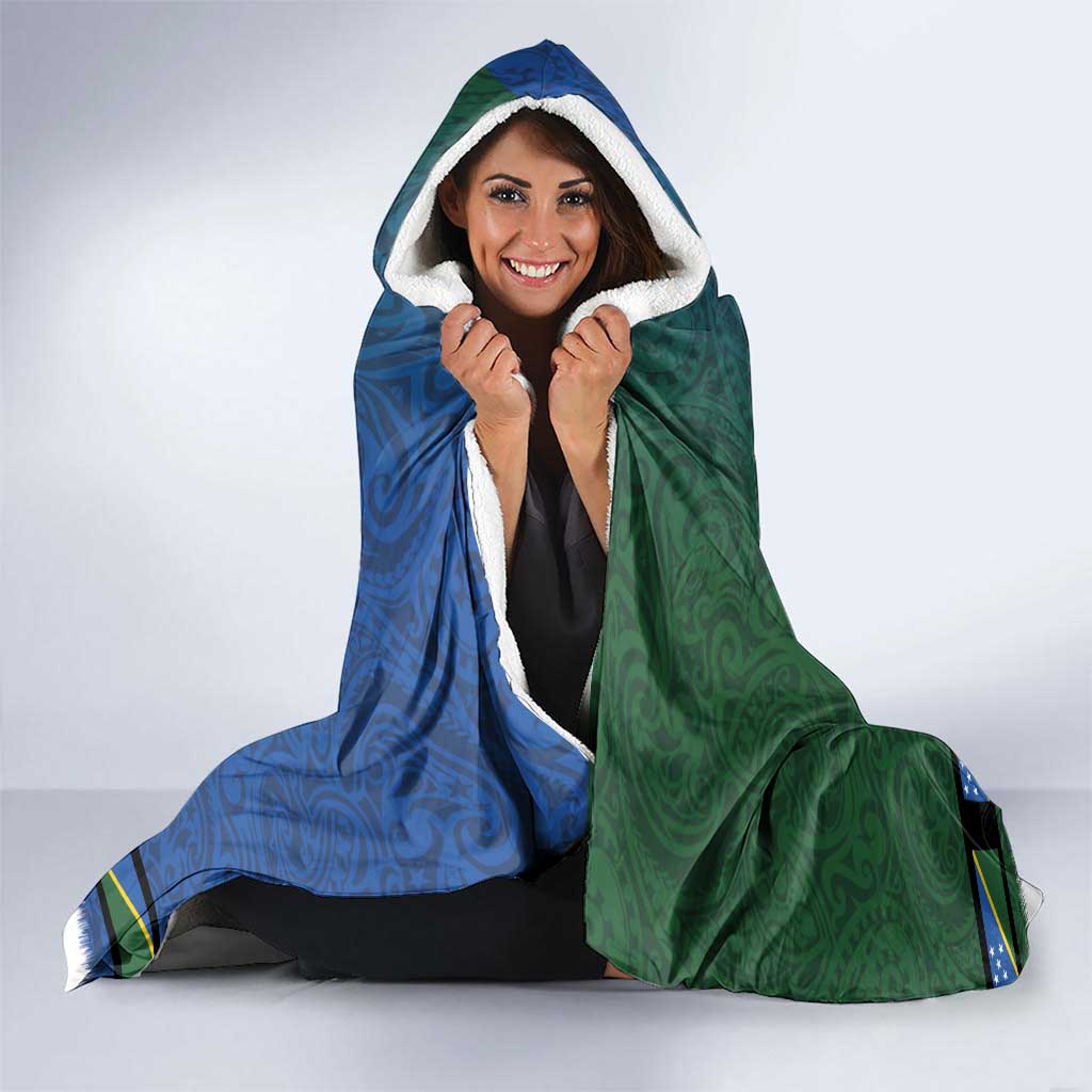 Solomon Islands Merry Christmas Hooded Blanket Santa Suit Style With Melanesian Pattern