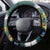 Solomon Islands Merry Christmas Steering Wheel Cover Santa Suit Style With Melanesian Pattern