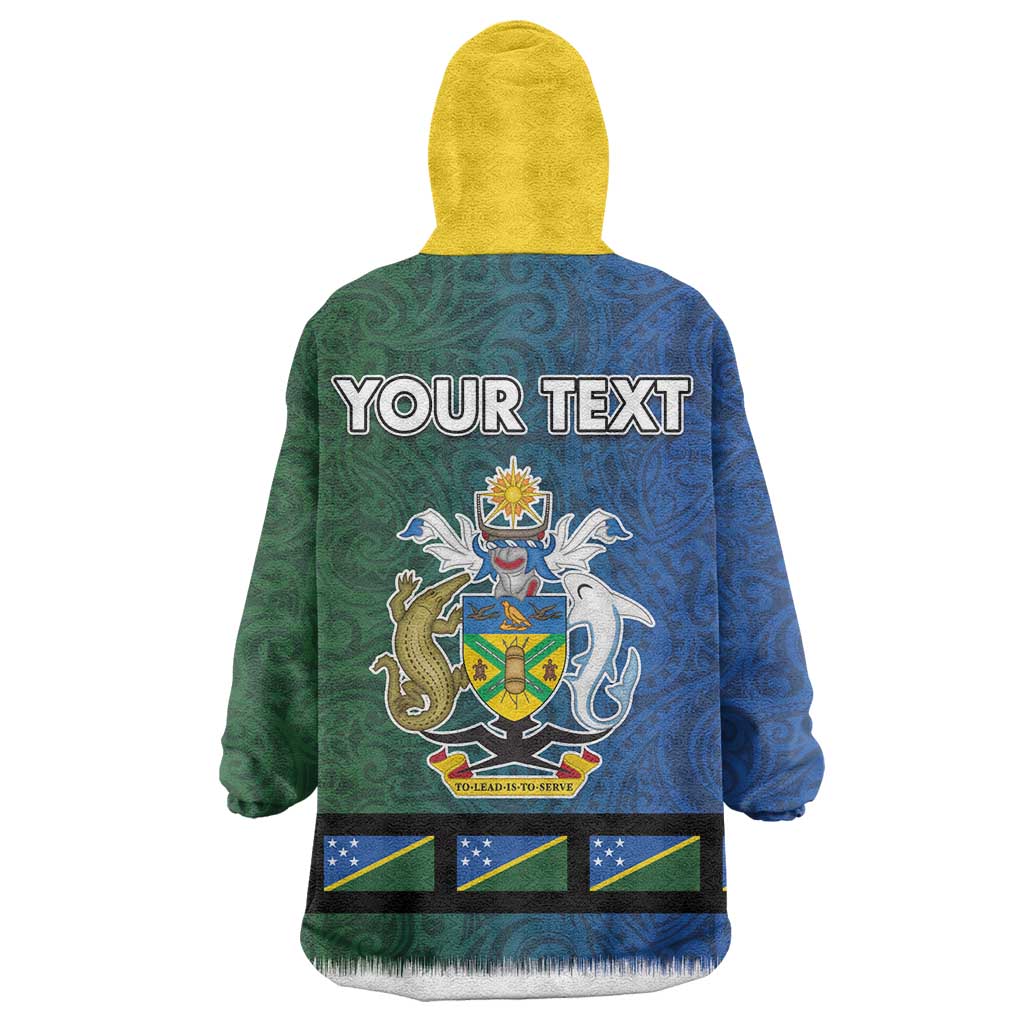 Solomon Islands Merry Christmas Wearable Blanket Hoodie Santa Suit Style With Melanesian Pattern