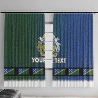 Solomon Islands Merry Christmas Window Curtain Santa Suit Style With Melanesian Pattern