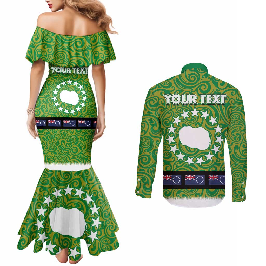 Cook Islands Merry Christmas Couples Matching Mermaid Dress and Long Sleeve Button Shirt Santa Suit Style With Polynesian Pattern LT03 - Polynesian Pride