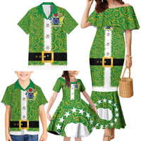 Cook Islands Merry Christmas Family Matching Mermaid Dress and Hawaiian Shirt Santa Suit Style With Polynesian Pattern LT03 - Polynesian Pride