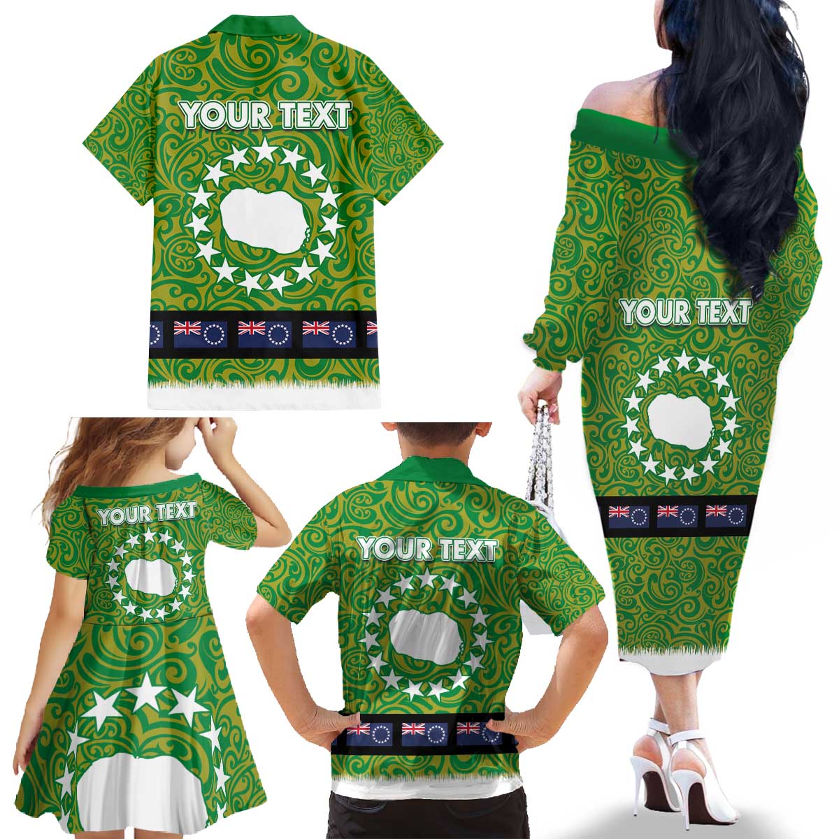 Cook Islands Merry Christmas Family Matching Off The Shoulder Long Sleeve Dress and Hawaiian Shirt Santa Suit Style With Polynesian Pattern LT03 - Polynesian Pride