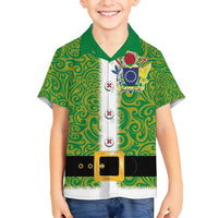 Cook Islands Merry Christmas Family Matching Tank Maxi Dress and Hawaiian Shirt Santa Suit Style With Polynesian Pattern LT03 Son's Shirt Green - Polynesian Pride