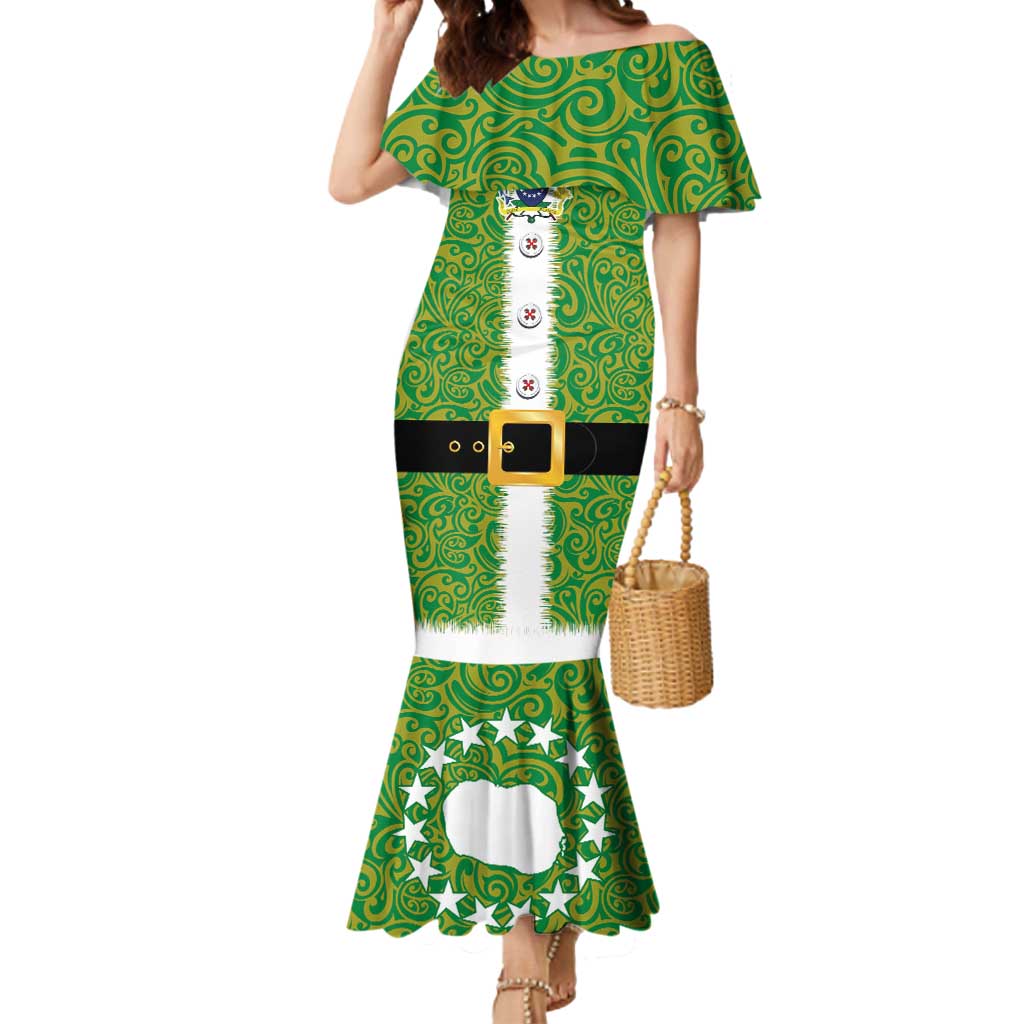 Cook Islands Merry Christmas Mermaid Dress Santa Suit Style With Polynesian Pattern