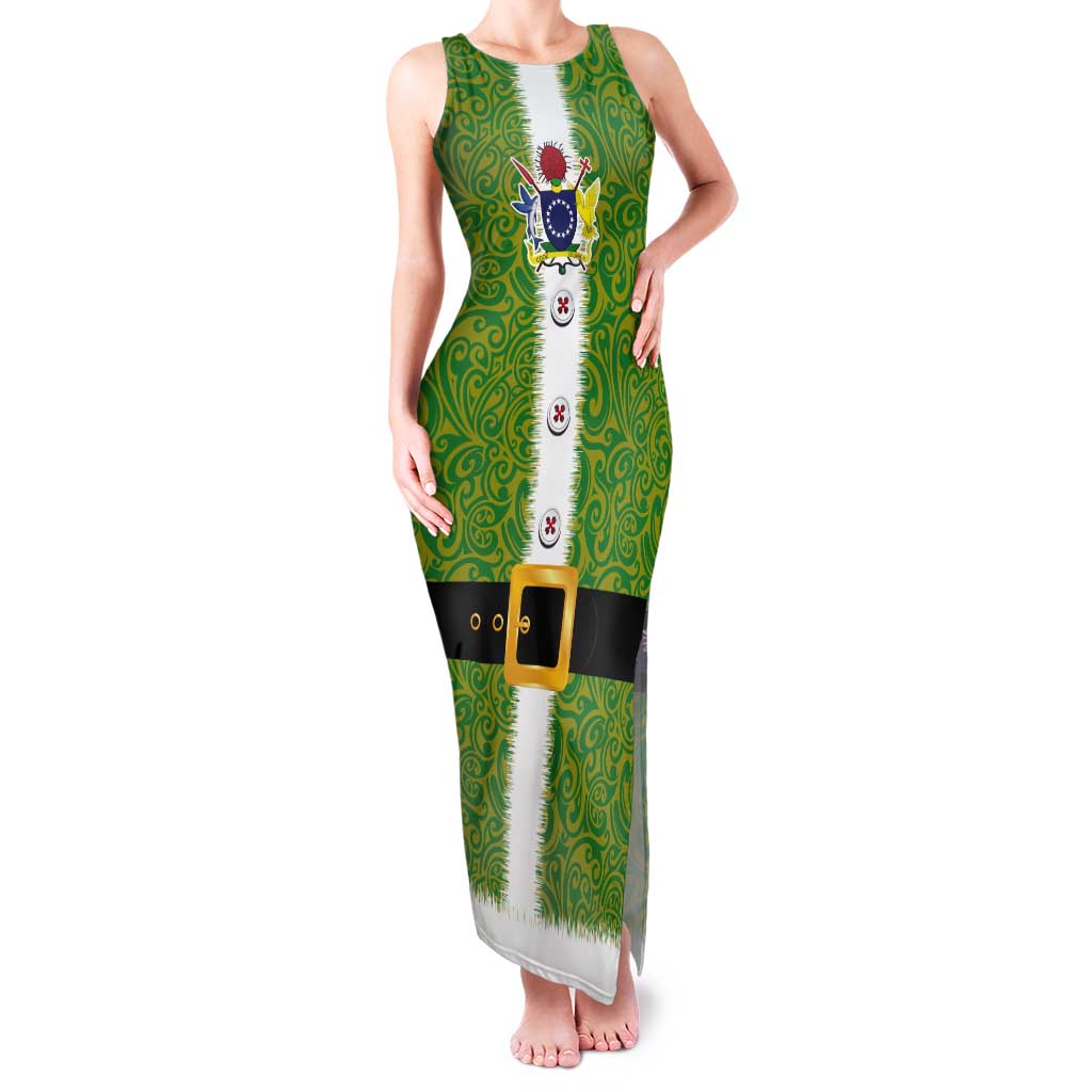 Cook Islands Merry Christmas Tank Maxi Dress Santa Suit Style With Polynesian Pattern