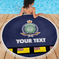 Niue Merry Christmas Beach Blanket Santa Suit Style With Hiapo Pattern