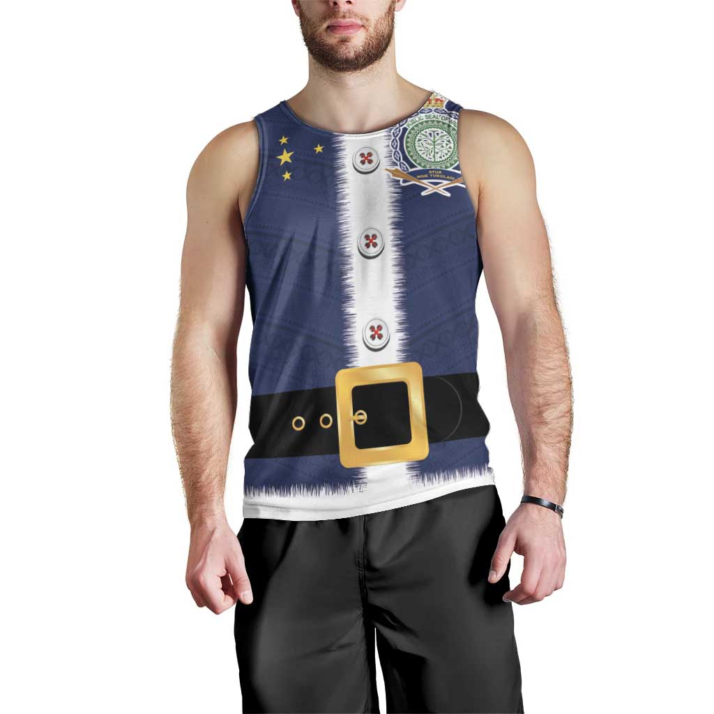 Niue Merry Christmas Men Tank Top Santa Suit Style With Hiapo Pattern