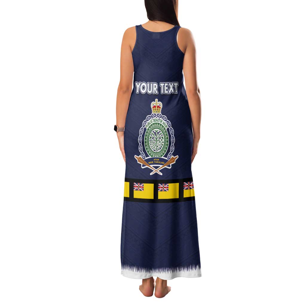 Niue Merry Christmas Tank Maxi Dress Santa Suit Style With Hiapo Pattern