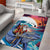 Hawaiian Mele Kalikimaka Area Rug Santa Claus Driving The Whale with Sunset Ocean Landscape