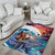 Hawaiian Mele Kalikimaka Area Rug Santa Claus Driving The Whale with Sunset Ocean Landscape