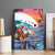 Hawaiian Mele Kalikimaka Canvas Wall Art Santa Claus Driving The Whale with Sunset Ocean Landscape