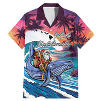 Hawaiian Mele Kalikimaka Family Matching Mermaid Dress and Hawaiian Shirt Santa Claus Driving The Whale with Sunset Ocean Landscape