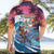 Hawaiian Mele Kalikimaka Hawaiian Shirt Santa Claus Driving The Whale with Sunset Ocean Landscape