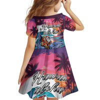 Hawaiian Mele Kalikimaka Kid Short Sleeve Dress Santa Claus Driving The Whale with Sunset Ocean Landscape LT03 - Polynesian Pride