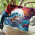 Hawaiian Mele Kalikimaka Quilt Santa Claus Driving The Whale with Sunset Ocean Landscape