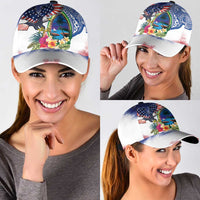 Guam and United States Together Classic Cap Bald Eagle and Guam Seal with Flower and Tribal Tattoos - Polynesian Pride