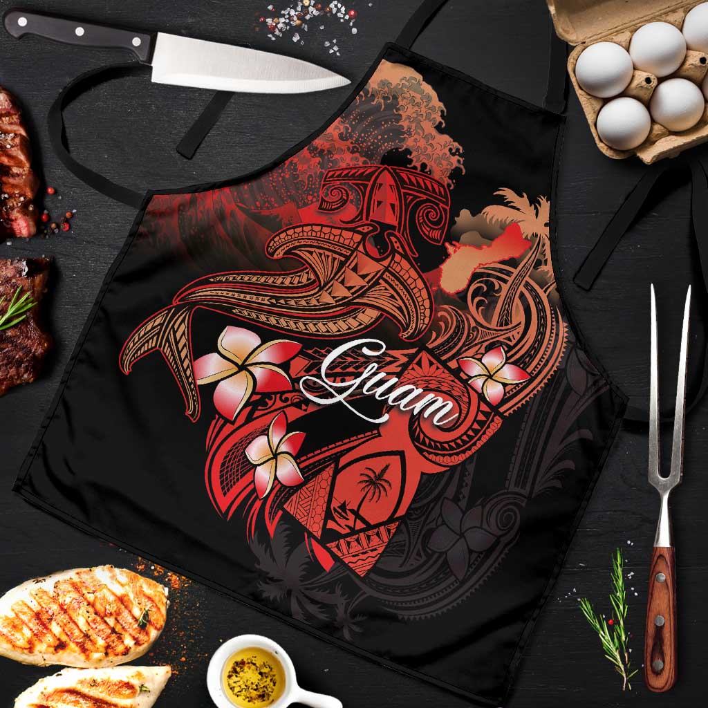 Guam Tribal Chamorro Apron Polynesian Shark with Plumeria and Sea Vibe - Polynesian Pride