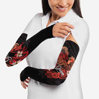 Guam Tribal Chamorro Arm Sleeves Polynesian Shark with Plumeria and Sea Vibe - Polynesian Pride