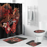 Guam Tribal Chamorro Bathroom Set Polynesian Shark with Plumeria and Sea Vibe - Polynesian Pride