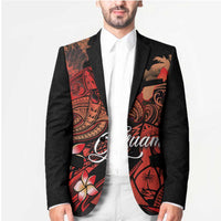Guam Tribal Chamorro Blazer Polynesian Shark with Plumeria and Sea Vibe - Polynesian Pride