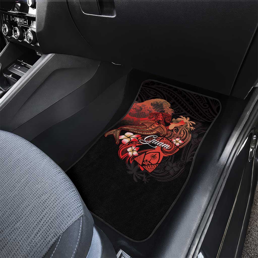 Guam Tribal Chamorro Car Mats Polynesian Shark with Plumeria and Sea Vibe - Polynesian Pride