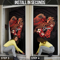 Guam Tribal Chamorro Door Cover Polynesian Shark with Plumeria and Sea Vibe - Polynesian Pride