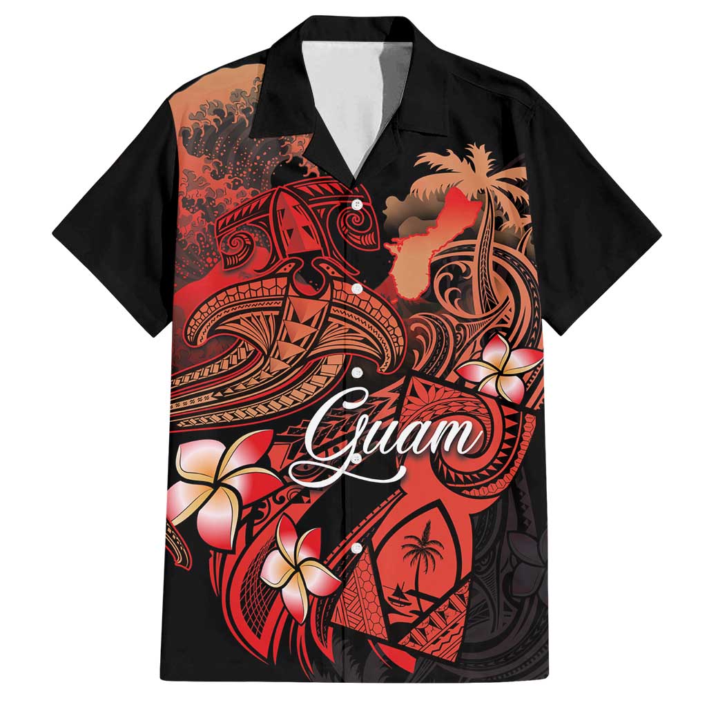 Guam Tribal Chamorro Family Matching Long Sleeve Bodycon Dress and Hawaiian Shirt Polynesian Shark with Plumeria and Sea Vibe - Polynesian Pride