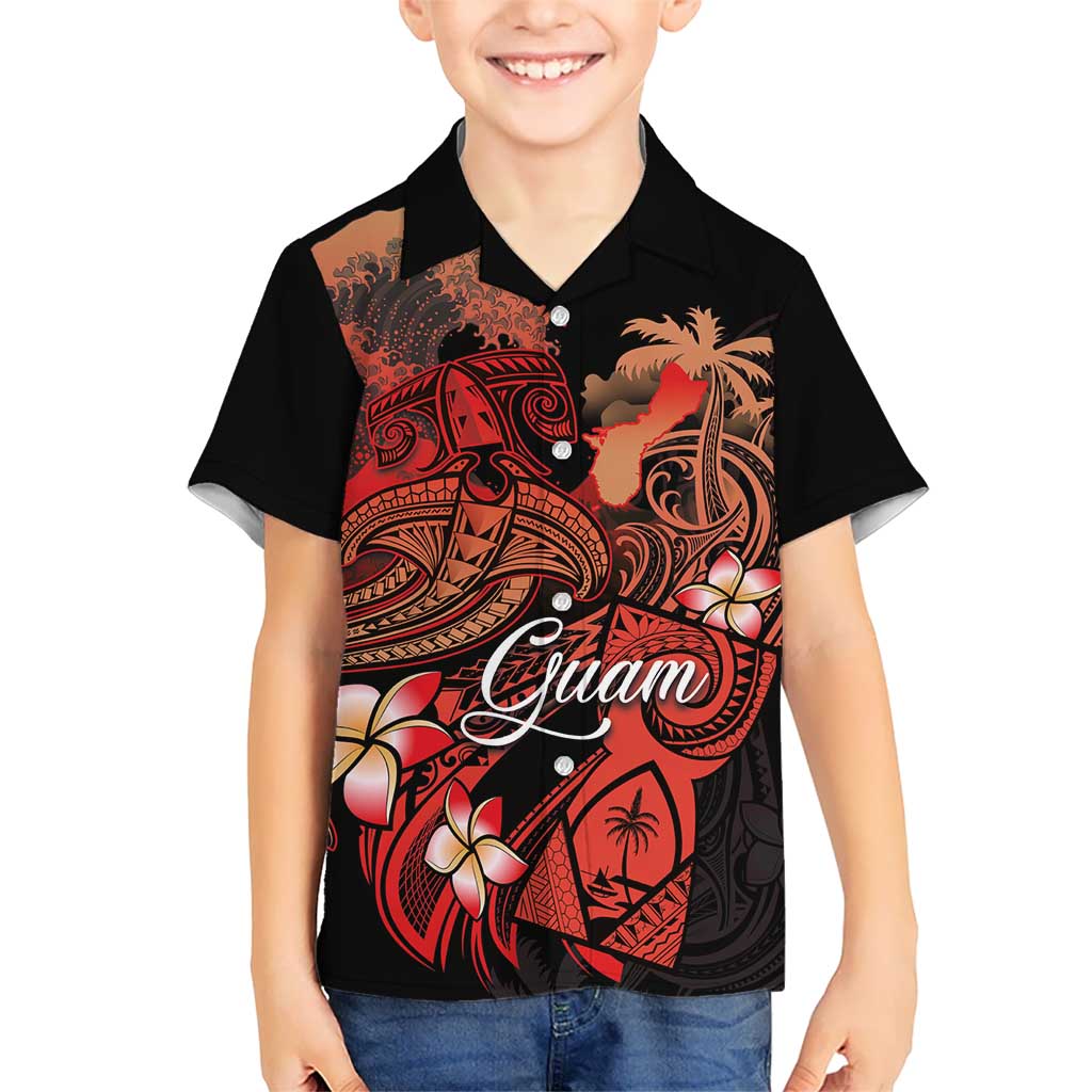 Guam Tribal Chamorro Hawaiian Shirt Polynesian Shark with Plumeria and Sea Vibe - Polynesian Pride