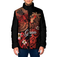 Guam Tribal Chamorro Padded Jacket Polynesian Shark with Plumeria and Sea Vibe - Polynesian Pride