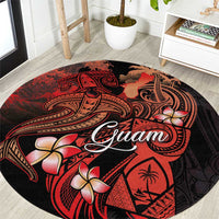 Guam Tribal Chamorro Round Carpet Polynesian Shark with Plumeria and Sea Vibe - Polynesian Pride