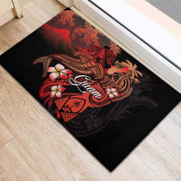 Guam Tribal Chamorro Rubber Doormat Polynesian Shark with Plumeria and Sea Vibe - Polynesian Pride
