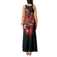 Guam Tribal Chamorro Tank Maxi Dress Polynesian Shark with Plumeria and Sea Vibe - Polynesian Pride