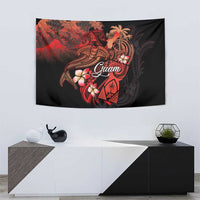 Guam Tribal Chamorro Tapestry Polynesian Shark with Plumeria and Sea Vibe - Polynesian Pride