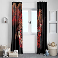Guam Tribal Chamorro Window Curtain Polynesian Shark with Plumeria and Sea Vibe - Polynesian Pride