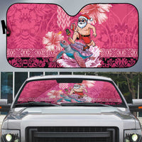 Hawaii Mele Kalikimaka Auto Sun Shade Funny Santa with Tribal Tattoos Kakau Pink Color - Polynesian Pride