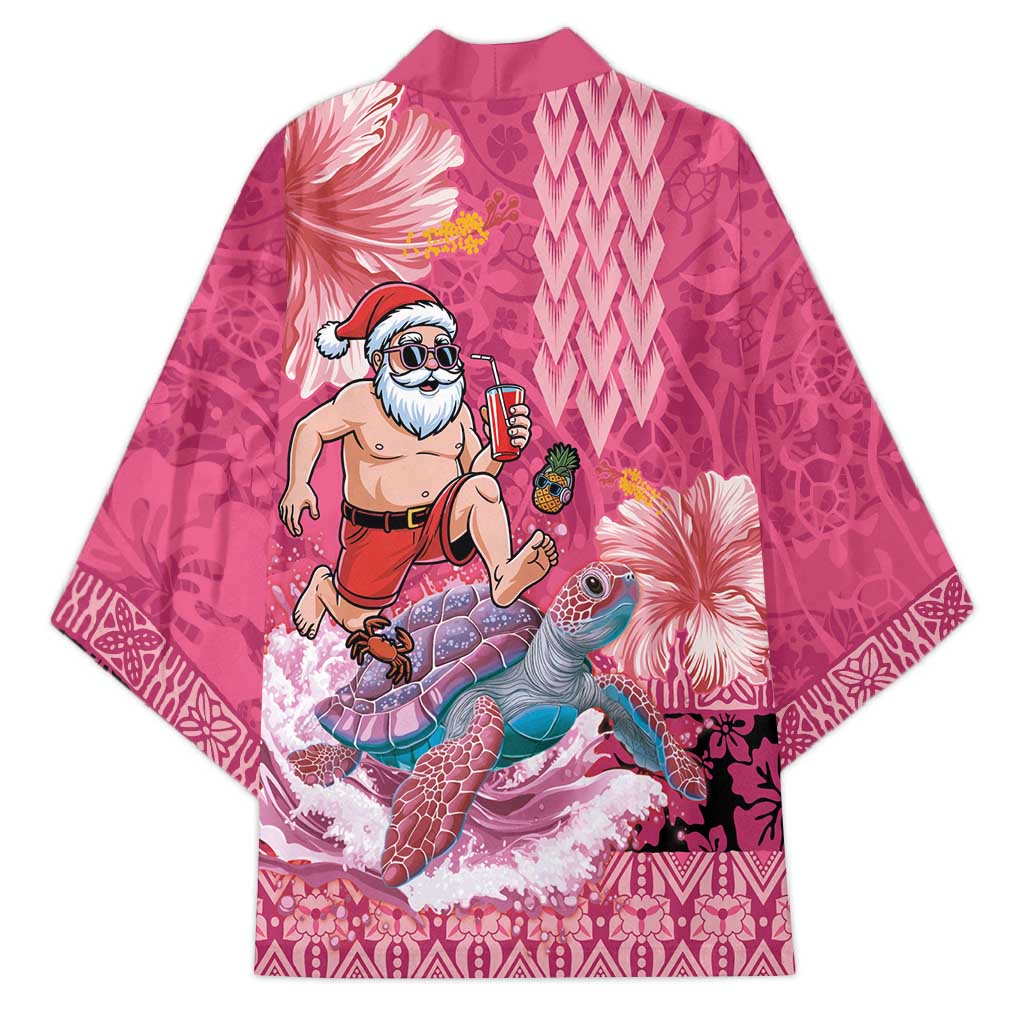 Hawaii Mele Kalikimaka Kimono Funny Santa with Tribal Tattoos Kakau Pink Color - Polynesian Pride