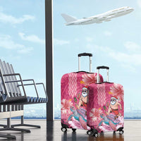 Hawaii Mele Kalikimaka Luggage Cover Funny Santa with Tribal Tattoos Kakau Pink Color - Polynesian Pride