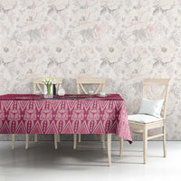 Hawaii Mele Kalikimaka Tablecloth Funny Santa with Tribal Tattoos Kakau Pink Color - Polynesian Pride