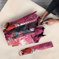 Hawaii Mele Kalikimaka Umbrella Funny Santa with Tribal Tattoos Kakau Pink Color - Polynesian Pride