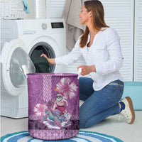 Hawaii Mele Kalikimaka Laundry Basket Funny Santa with Tribal Tattoos Kakau Purple Color - Polynesian Pride