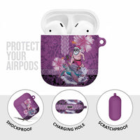Hawaii Mele Kalikimaka AirPods Case Funny Santa with Tribal Tattoos Kakau Purple Color - Polynesian Pride