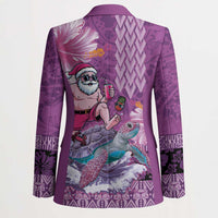 Hawaii Mele Kalikimaka Blazer Funny Santa with Tribal Tattoos Kakau Purple Color - Polynesian Pride