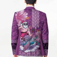 Hawaii Mele Kalikimaka Blazer Funny Santa with Tribal Tattoos Kakau Purple Color - Polynesian Pride