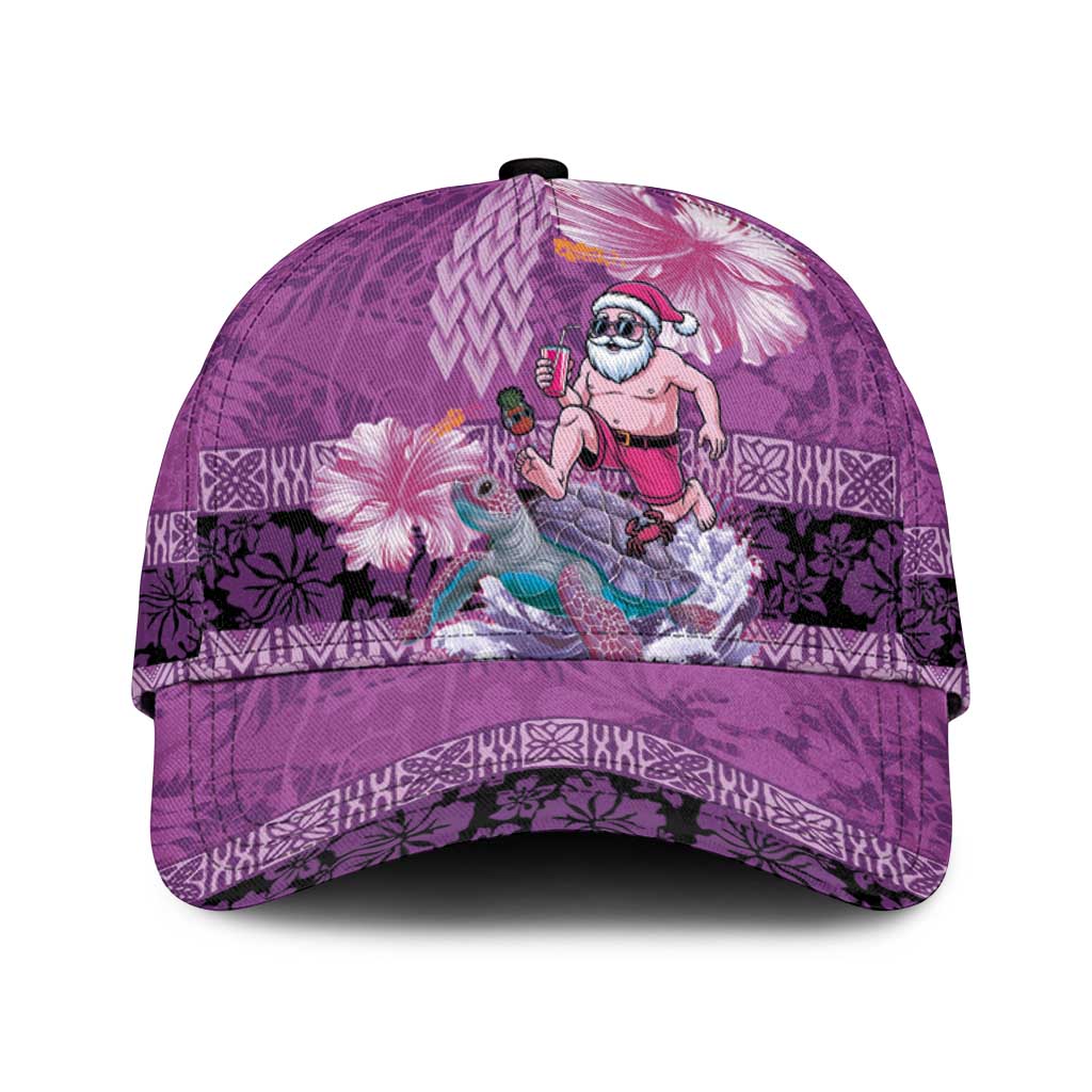 Hawaii Mele Kalikimaka Classic Cap Funny Santa with Tribal Tattoos Kakau Purple Color - Polynesian Pride