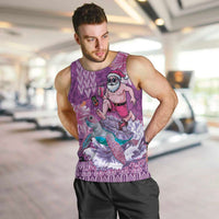 Hawaii Mele Kalikimaka Men Tank Top Funny Santa with Tribal Tattoos Kakau Purple Color - Polynesian Pride