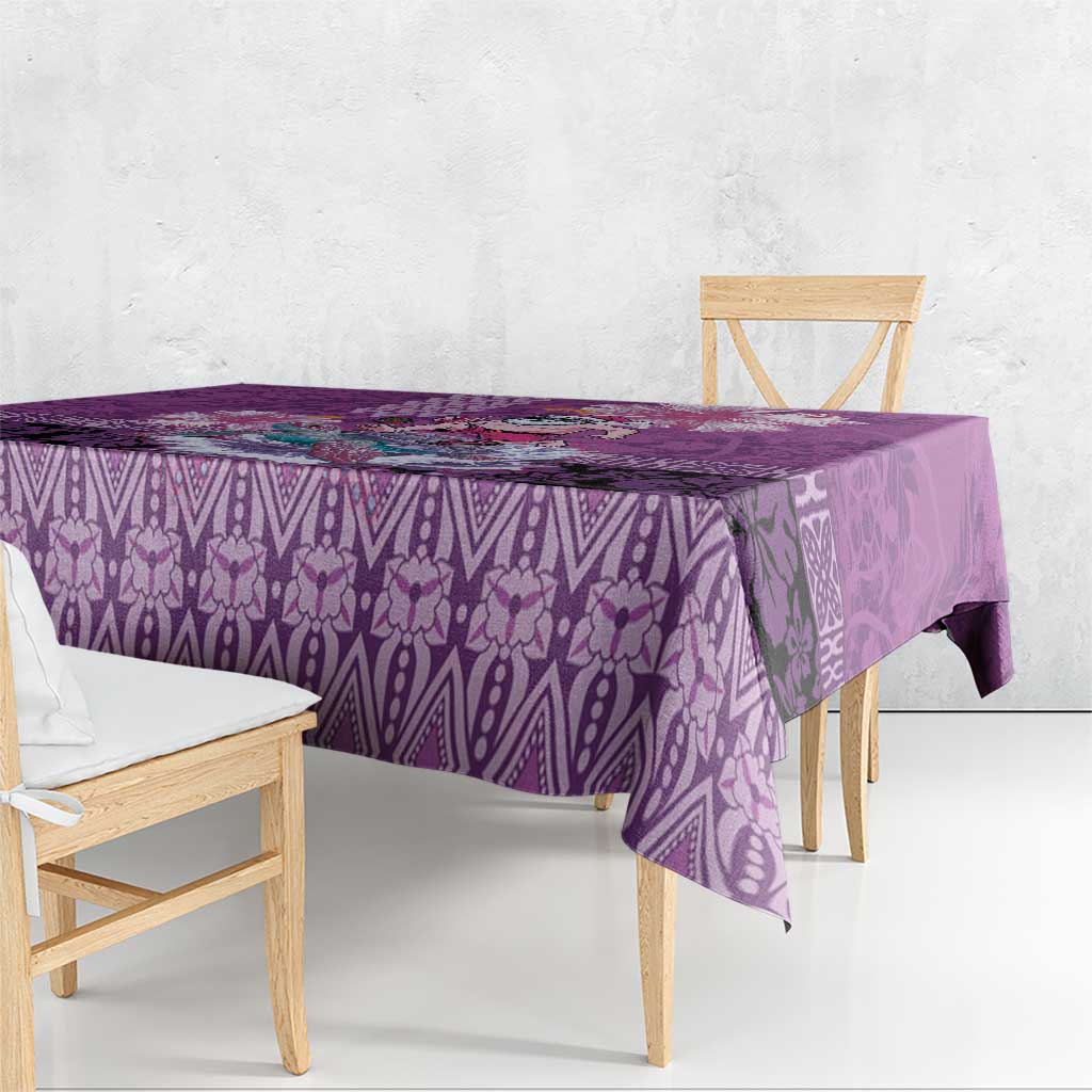 Hawaii Mele Kalikimaka Tablecloth Funny Santa with Tribal Tattoos Kakau Purple Color - Polynesian Pride